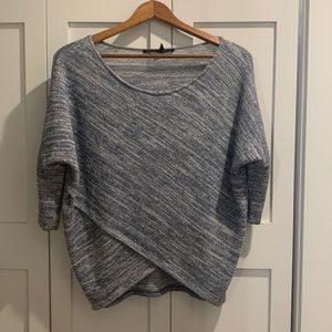 White House black market fold over sparkly blue sweater